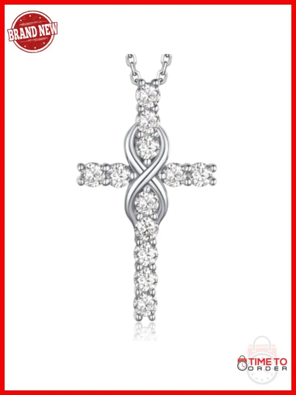 Moissanite Cross Necklace Sterling Silver Lab Created Diamond Pendant Necklace